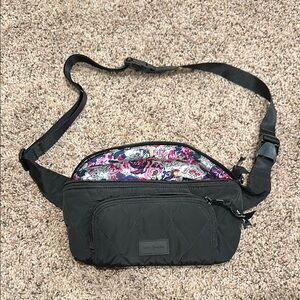 Vera Bradley Black Quilted Belt Bag with Floral Lining